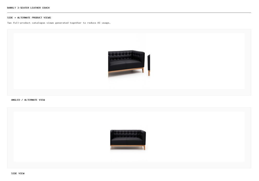 Barkly 3-Seater Leather Couch angled alternate and side product views