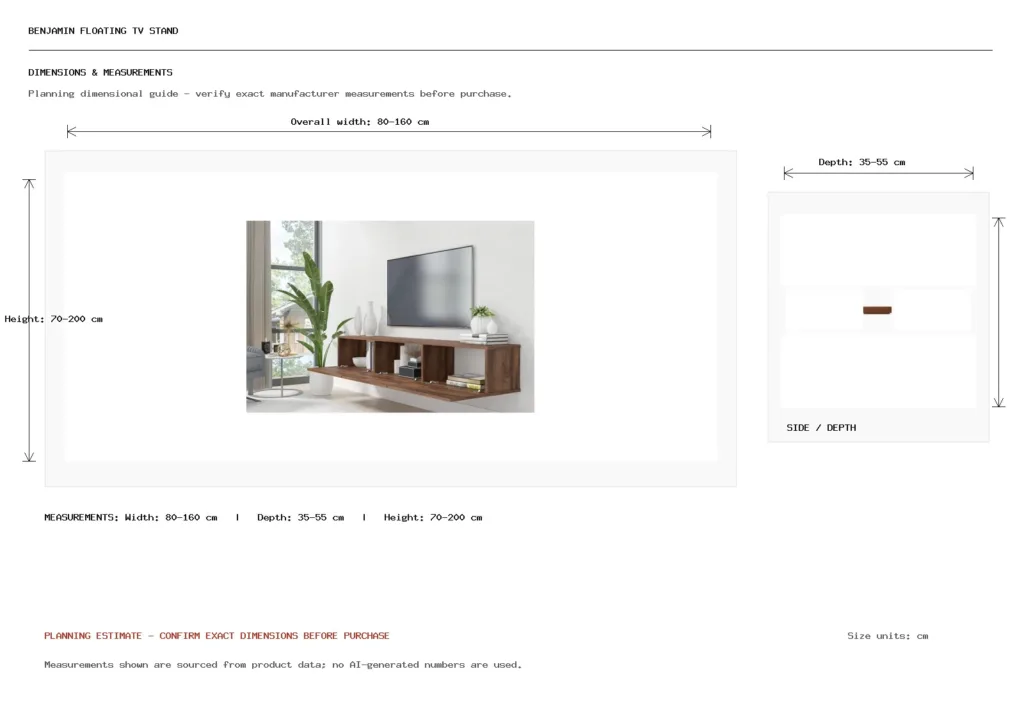 Benjamin Floating TV Stand Dimension