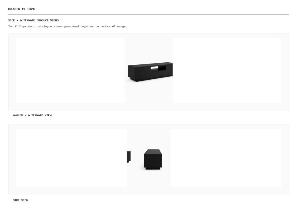 Houston TV Stand angled alternate and side product views
