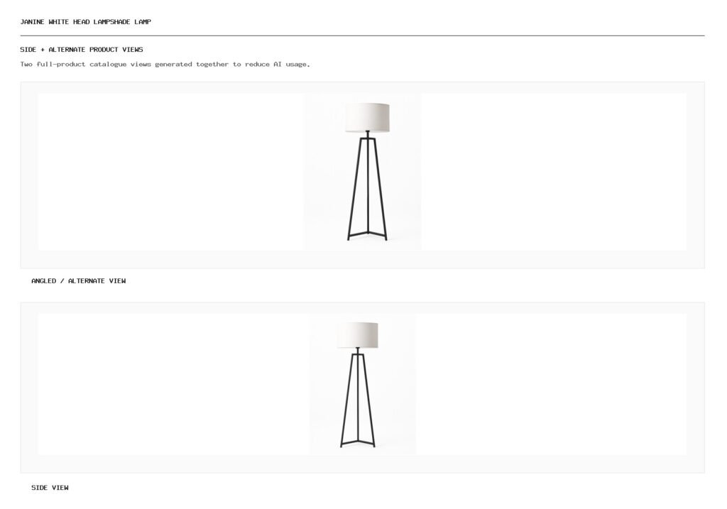 Janine White Head Lampshade Lamp angled alternate and side product views