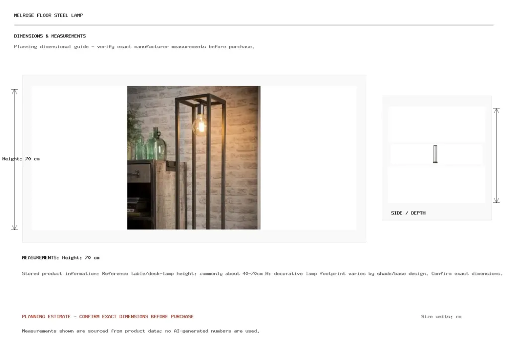 Melrose Floor Steel Lamp Dimension