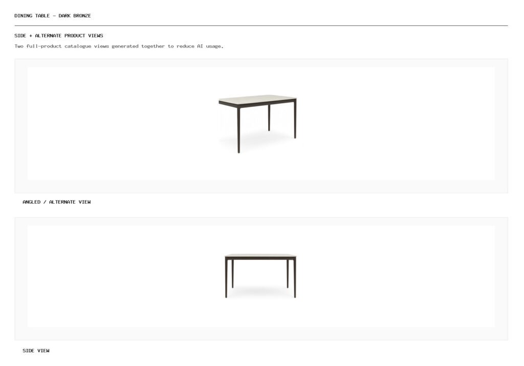 Dining table – Dark Bronze angled alternate and side product views