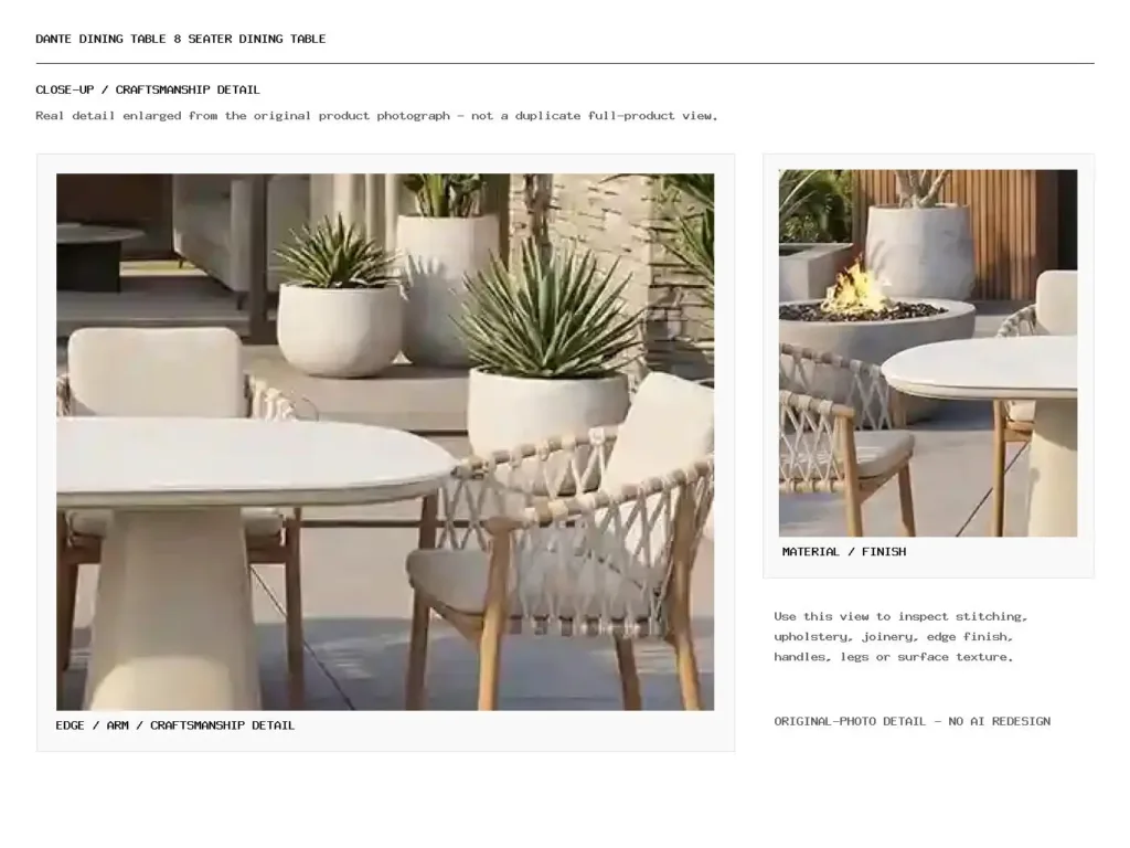 Dante Dining Table 8 Seater Dining Table Closeup