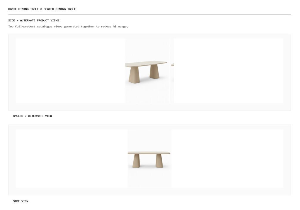 Dante Dining Table 8 Seater Dining Table angled alternate and side product views