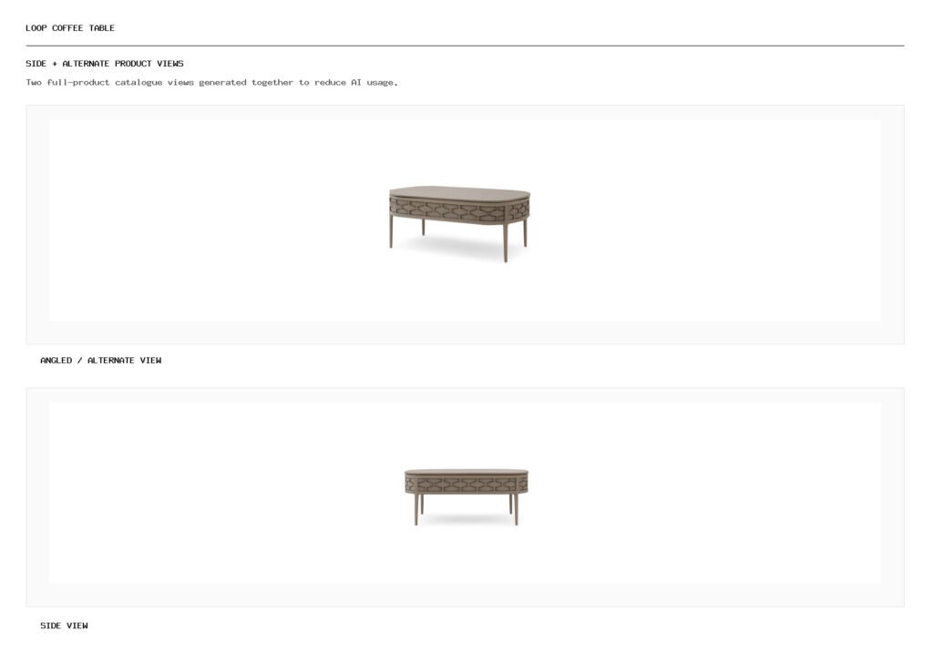 Loop Coffee Table angled alternate and side product views