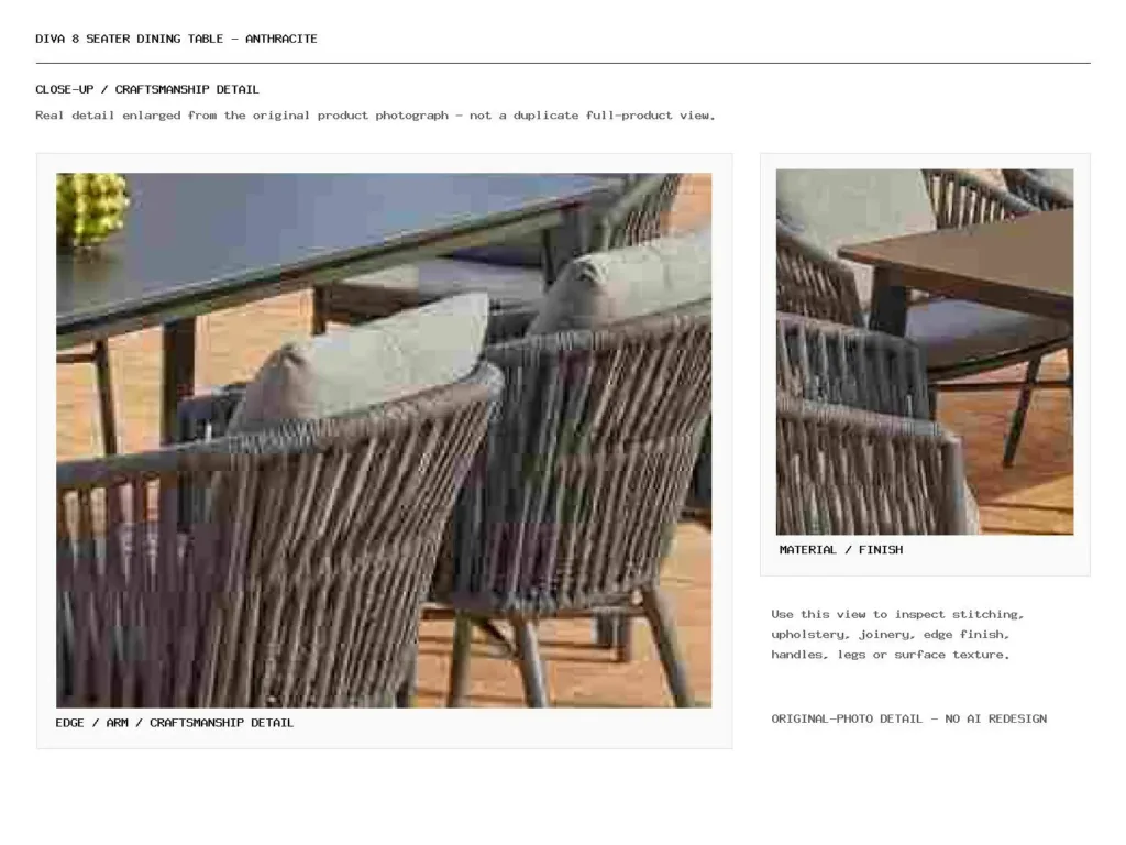 Diva 8 Seater Dining Table – Anthracite Closeup