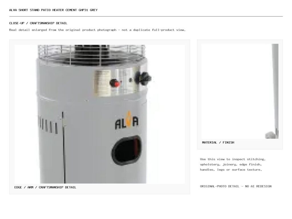 Alva Short Stand Patio Heater Cement GHP31 Grey Closeup