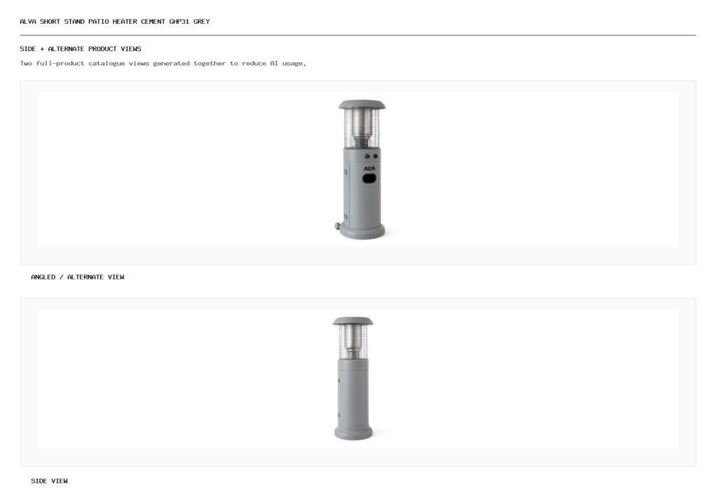 Alva Short Stand Patio Heater Cement GHP31 Grey angled alternate and side product views