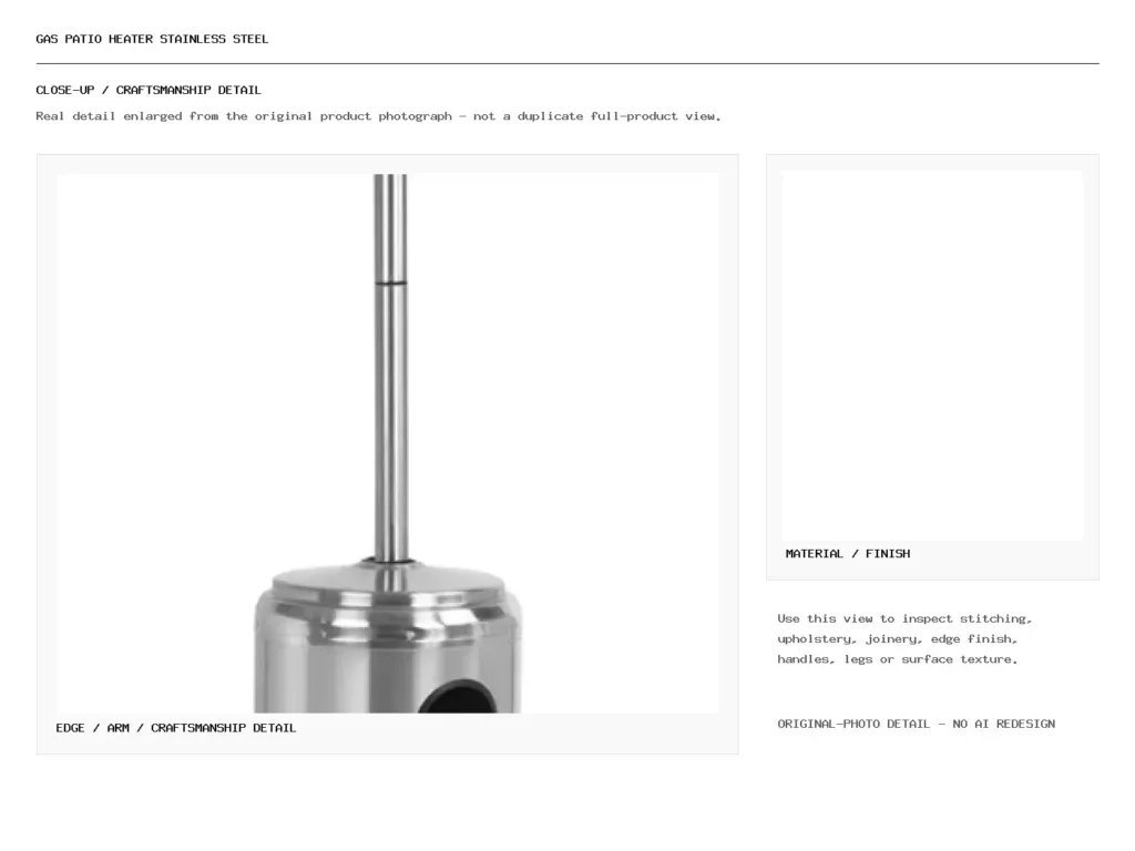 Gas Patio Heater Stainless Steel Closeup