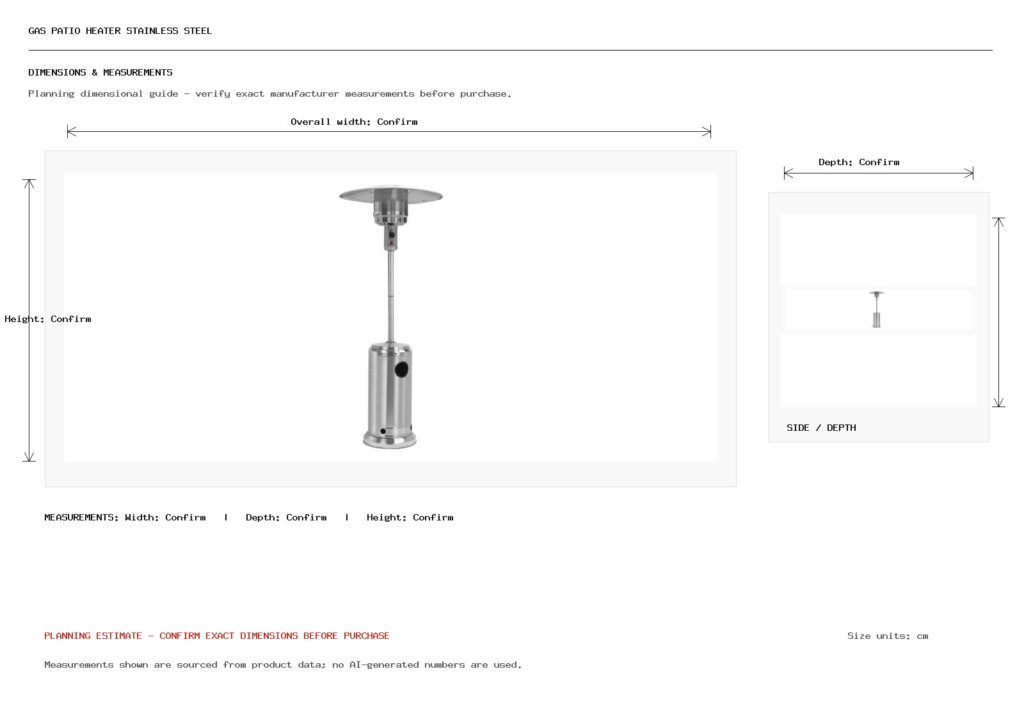 Gas Patio Heater Stainless Steel Dimension