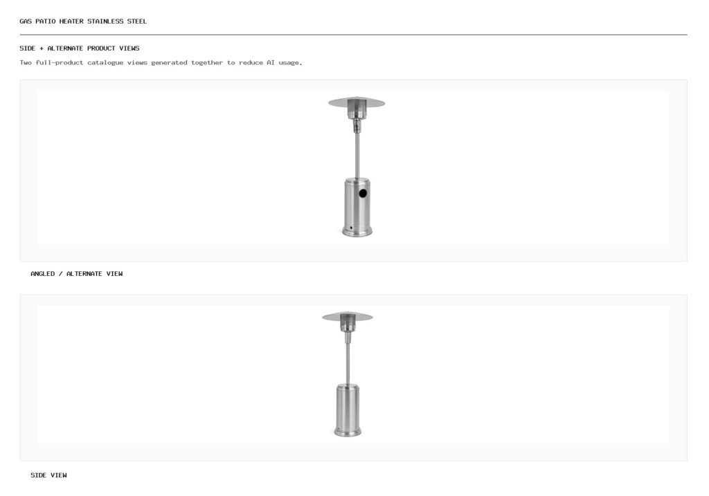 Gas Patio Heater Stainless Steel angled alternate and side product views