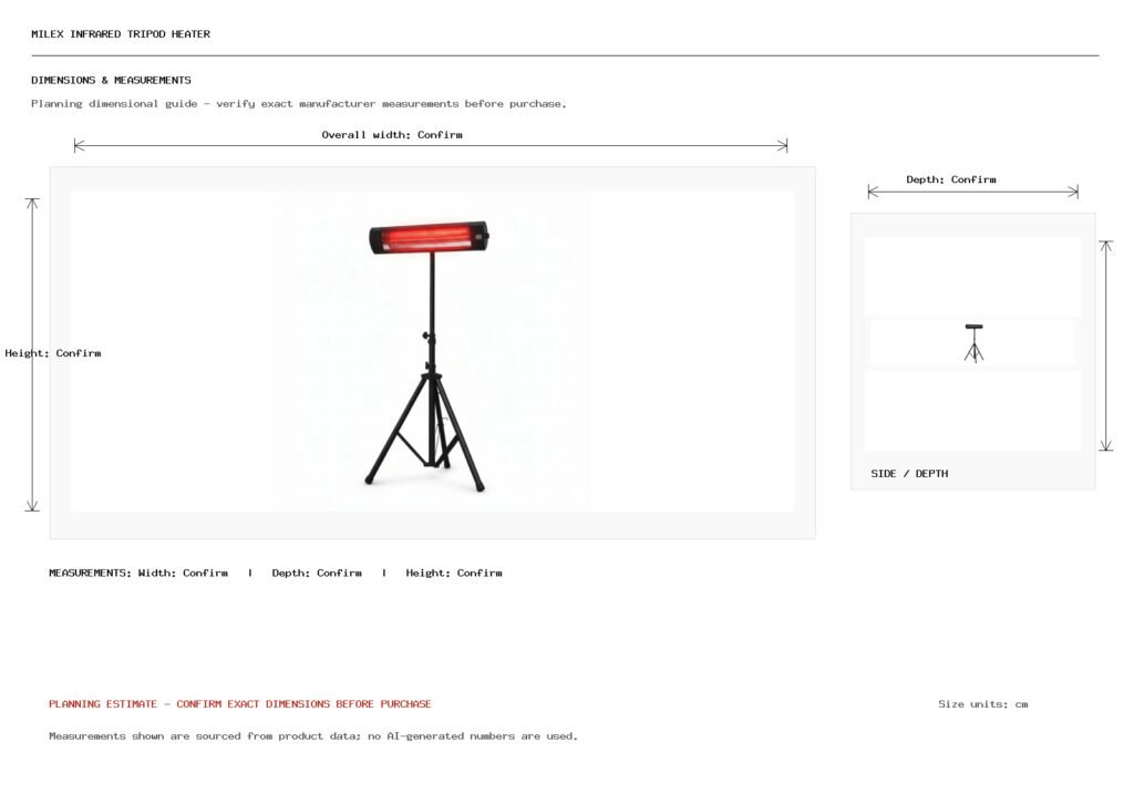 Milex Infrared Tripod Heater Dimension