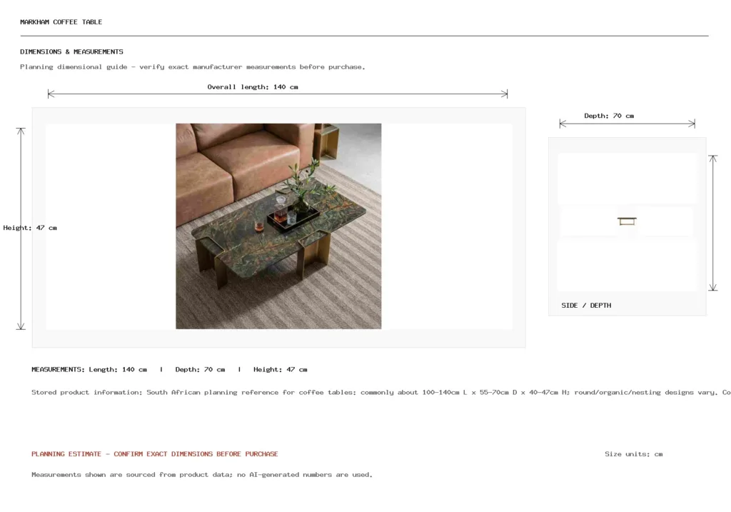 Markham Coffee Table Dimension