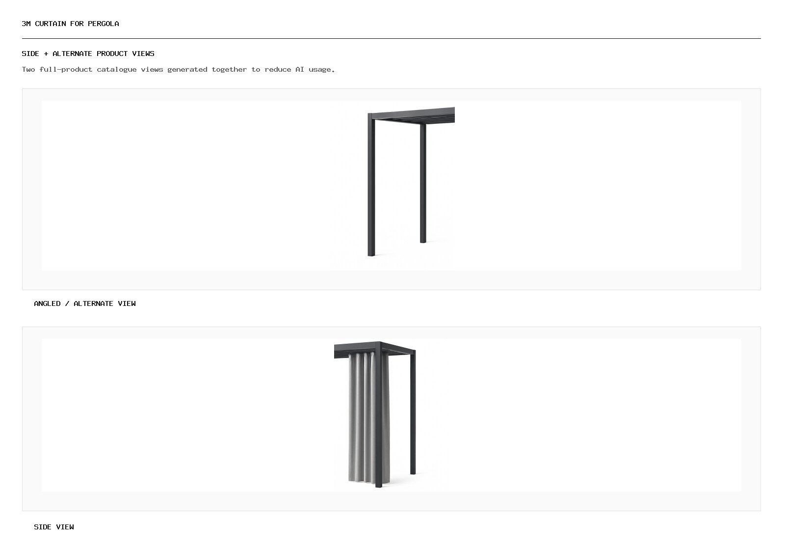 3m Curtain for Pergola angled alternate and side product views