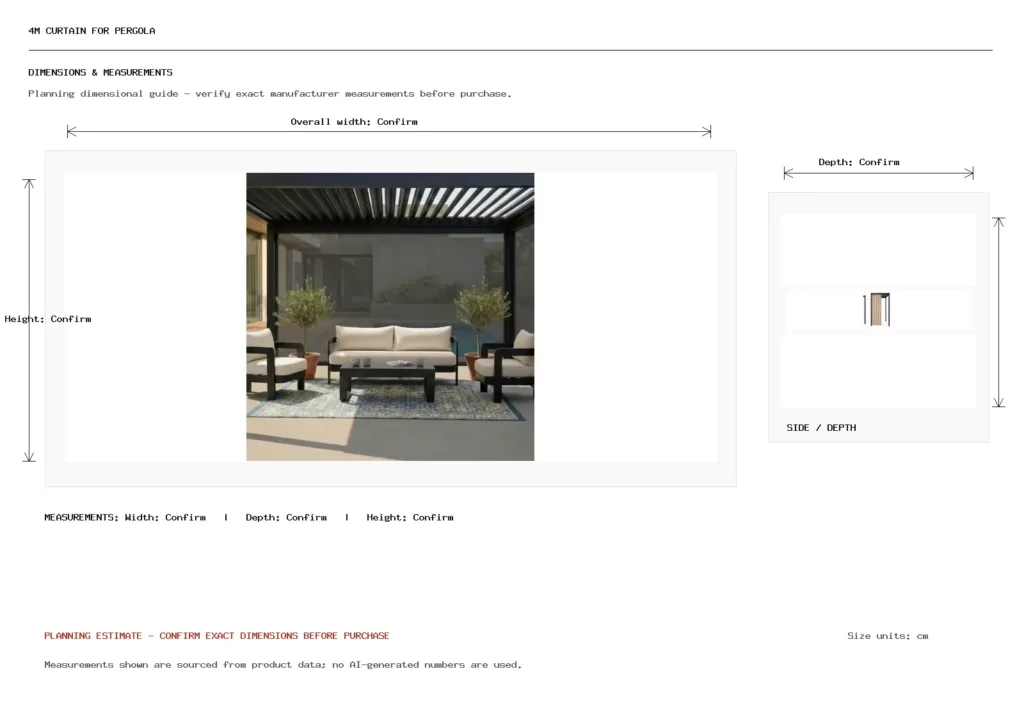 4m Curtain for Pergola Dimension
