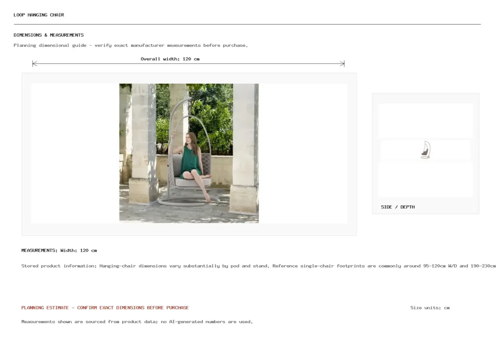 Loop Hanging Chair Dimension