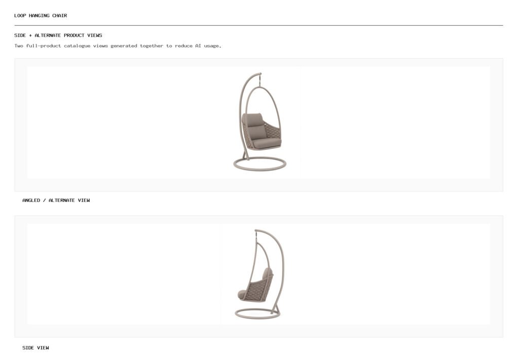 Loop Hanging Chair angled alternate and side product views