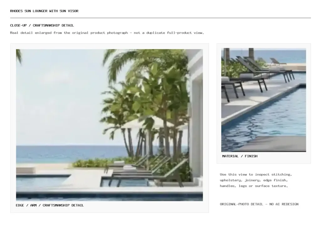 Rhodes Sun Lounger with Sun Visor Closeup