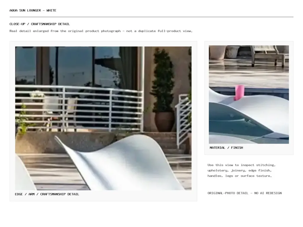 Aqua Sun Lounger – White Closeup