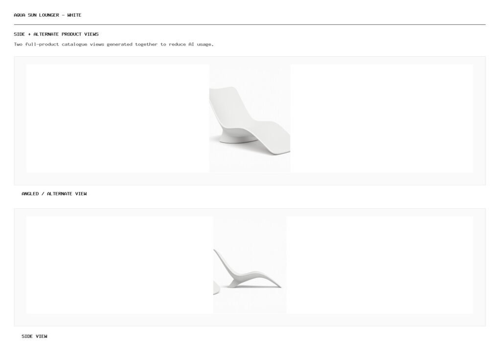 Aqua Sun Lounger – White angled alternate and side product views