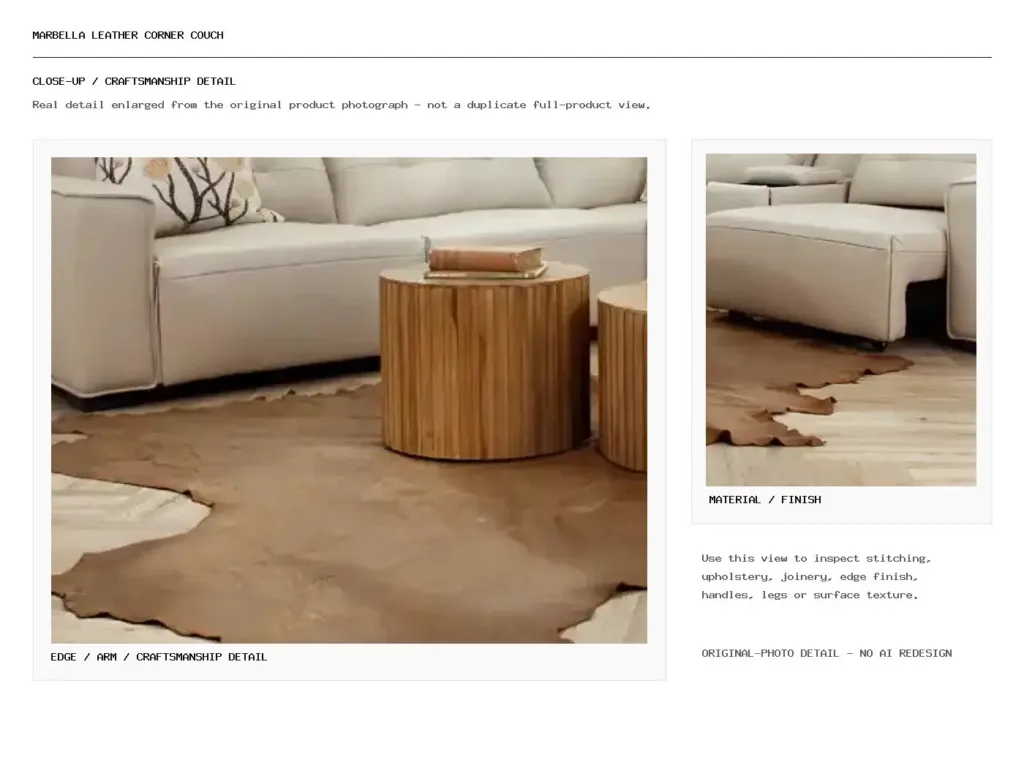 Marbella Leather Corner Couch Closeup