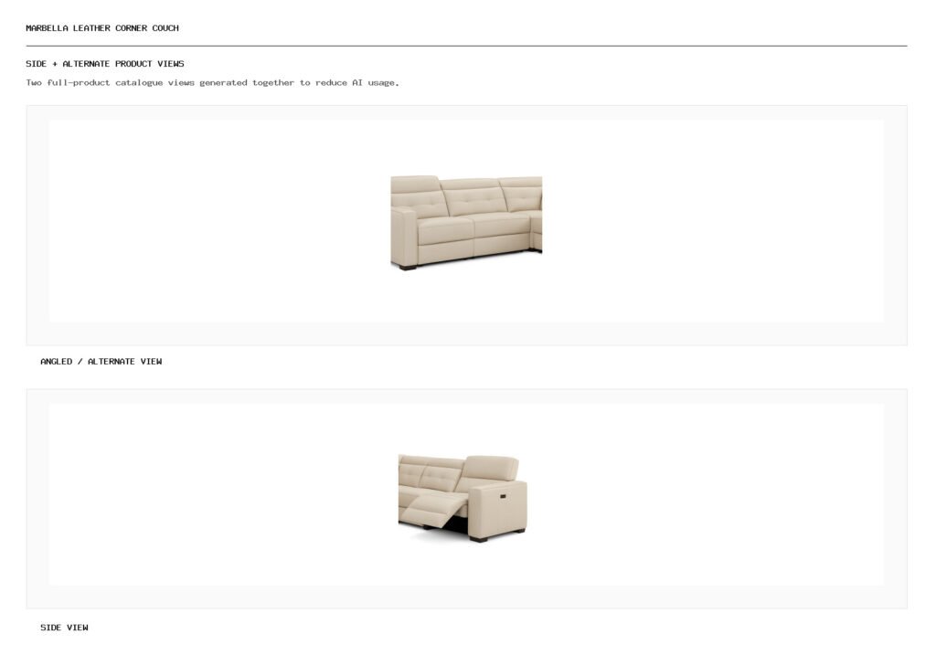 Marbella Leather Corner Couch angled alternate and side product views