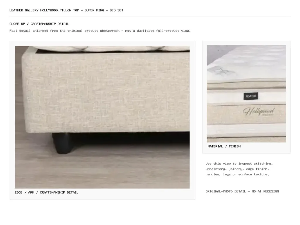 Leather Gallery HollyWood Pillow Top - Super King - Bed Set Closeup