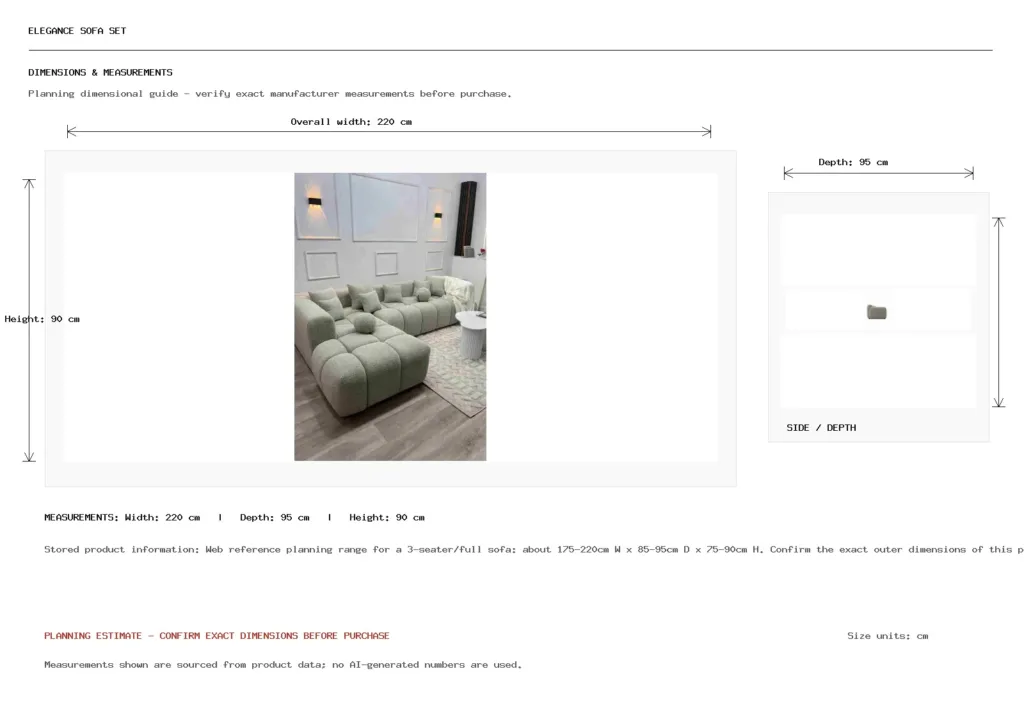 Elegance Sofa Set Dimension