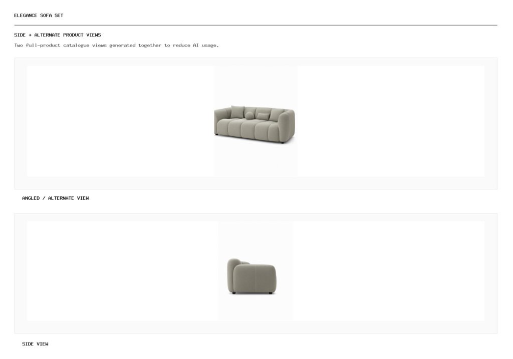 Elegance Sofa Set angled alternate and side product views
