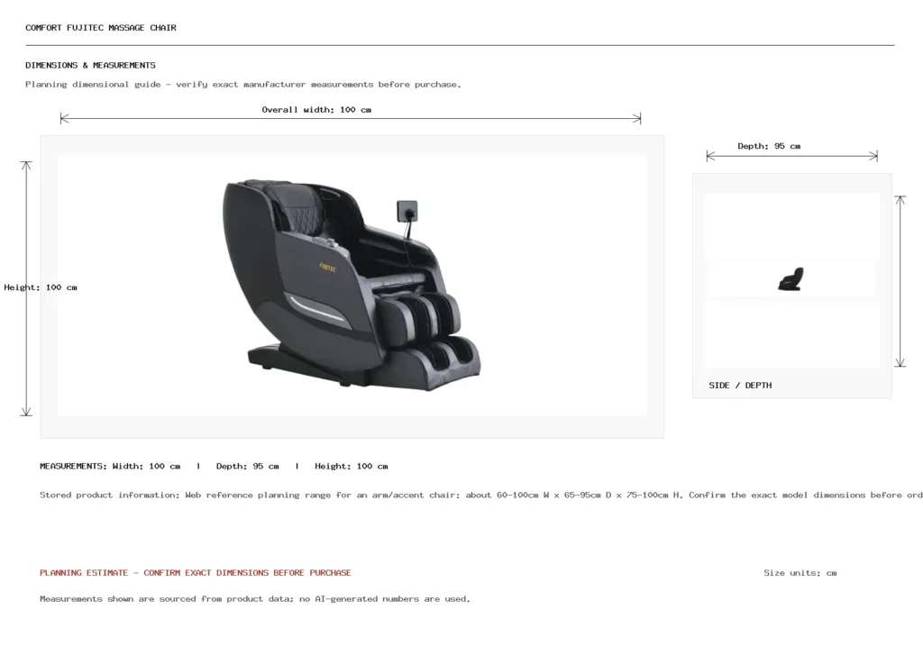 COMFORT FUJITEC MASSAGE CHAIR Dimension