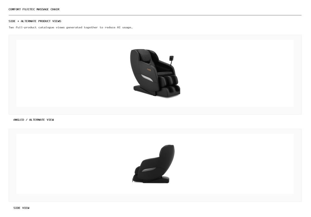 COMFORT FUJITEC MASSAGE CHAIR angled alternate and side product views