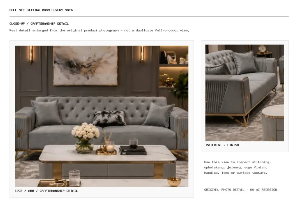 Full Set Sitting Room Luxury Sofa Closeup