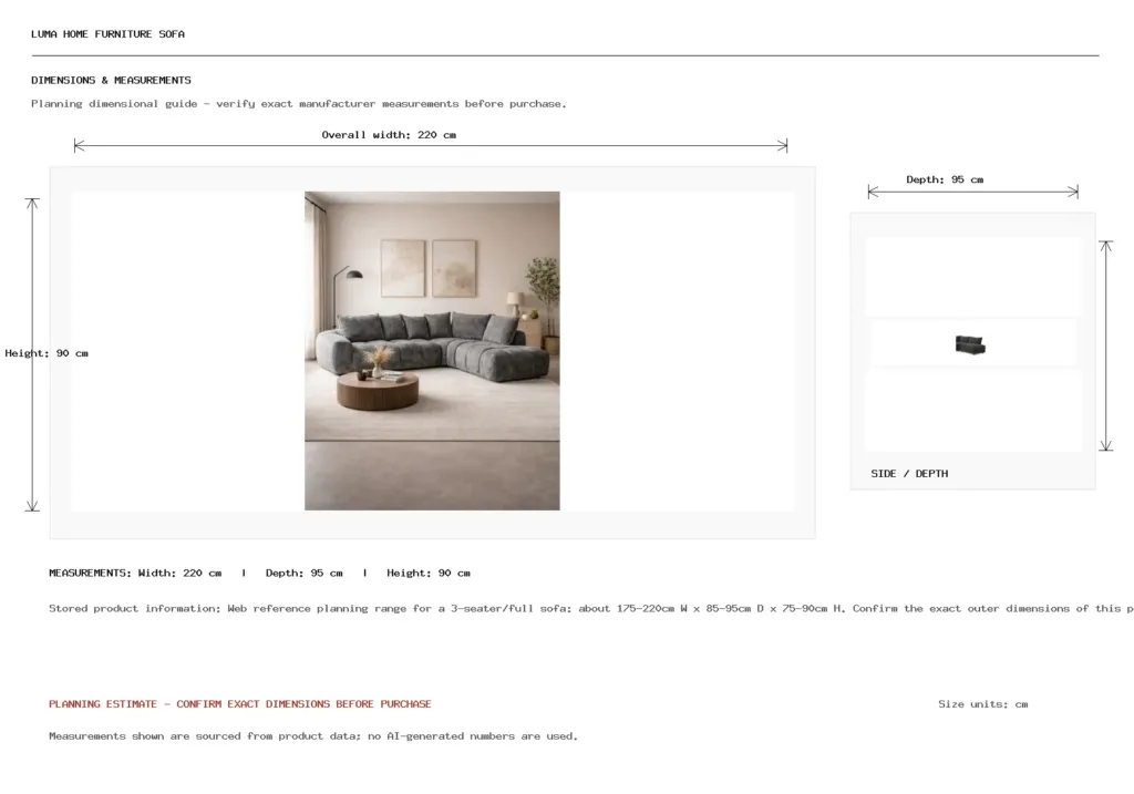 SA Home Furniture Sofa Dimension