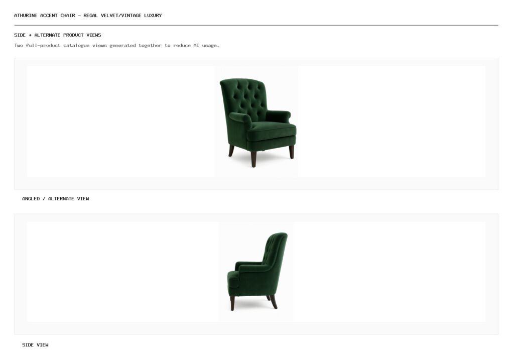 Athurine Accent Chair – Regal Velvet/Vintage Luxury angled alternate and side product views
