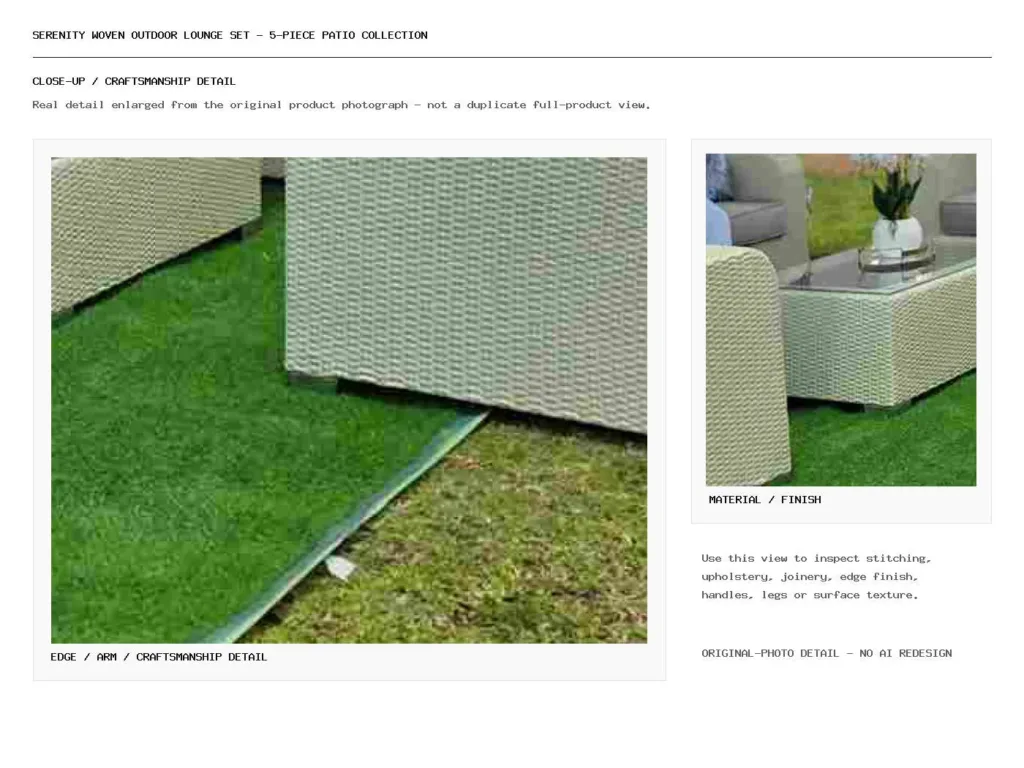 Serenity Woven Outdoor Lounge Set – 5-Piece Patio Collection Closeup