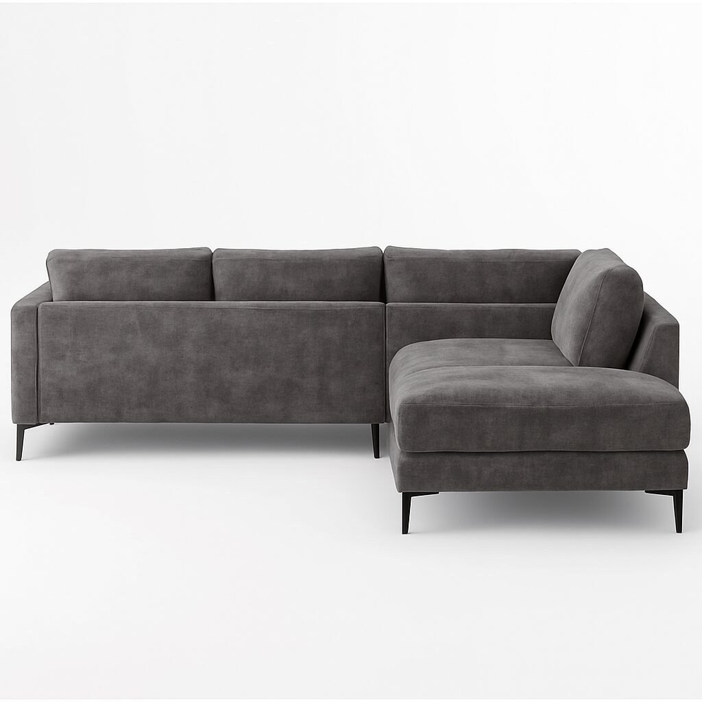 Modern Luxe L-Shaped Sectional Sofa with Coffee Table Rear