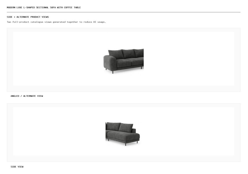 Modern Luxe L-Shaped Sectional Sofa with Coffee Table angled alternate and side product views