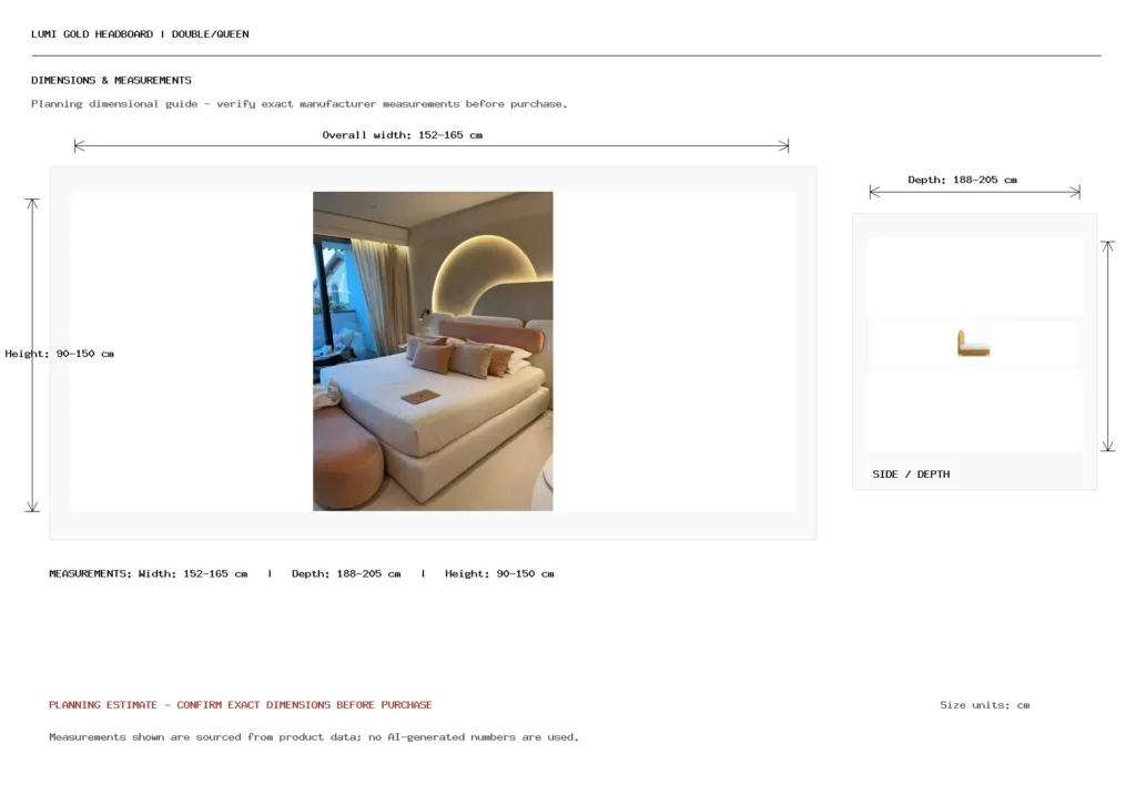 Lumi Gold Headboard | Double/Queen Dimension