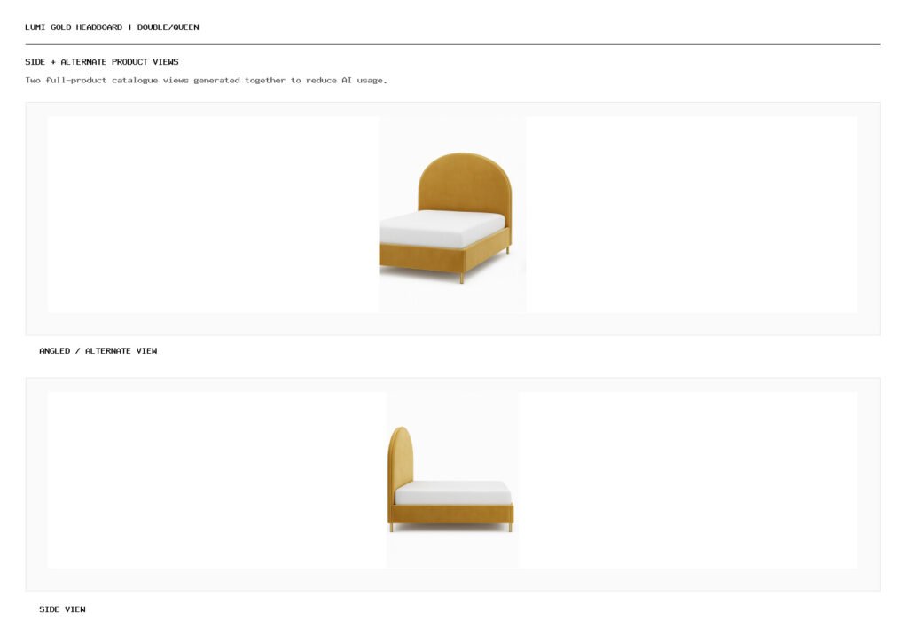 Lumi Gold Headboard | Double/Queen angled alternate and side product views