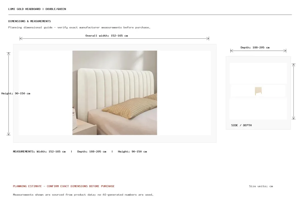 Lumi Gold Headboard | Double/Queen Dimension