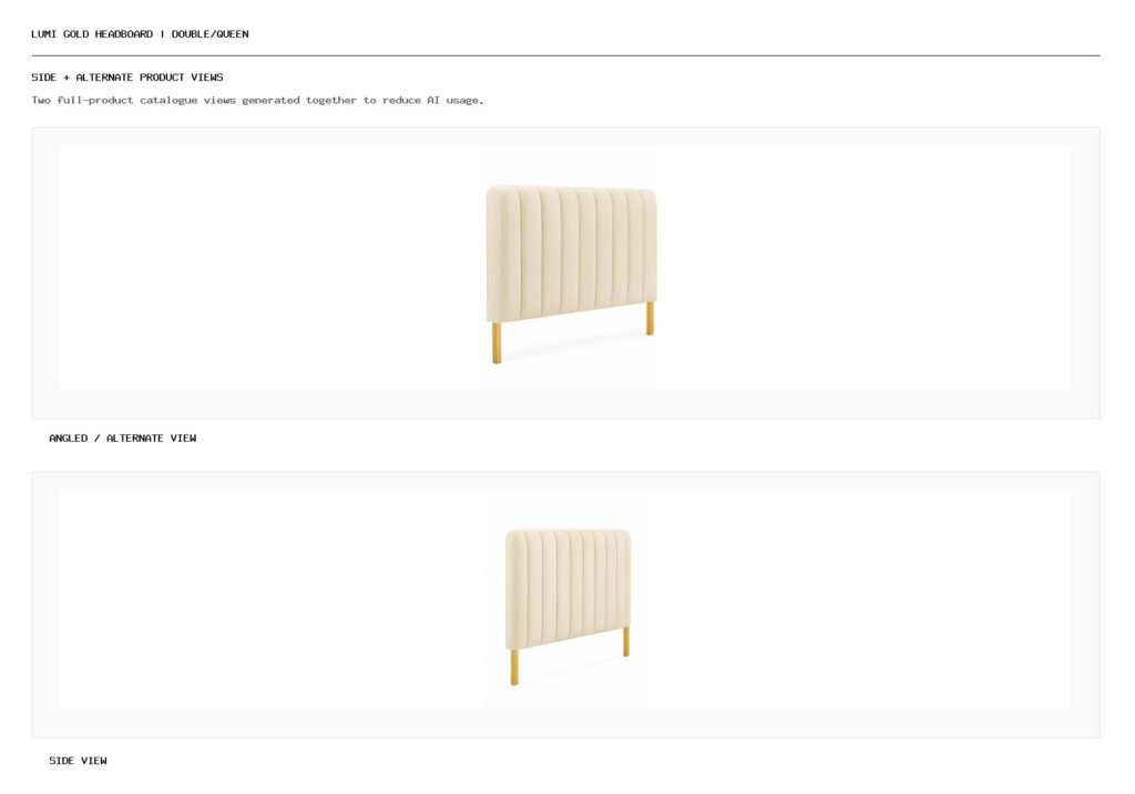Lumi Gold Headboard | Double/Queen angled alternate and side product views