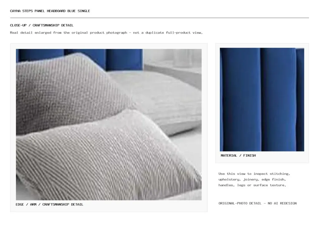 Cayha Steps Panel Headboard Blue Single Closeup