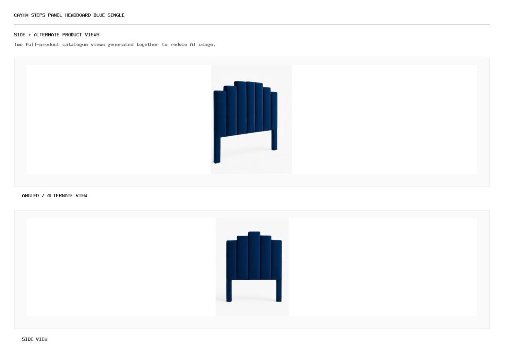 Cayha Steps Panel Headboard Blue Single angled alternate and side product views
