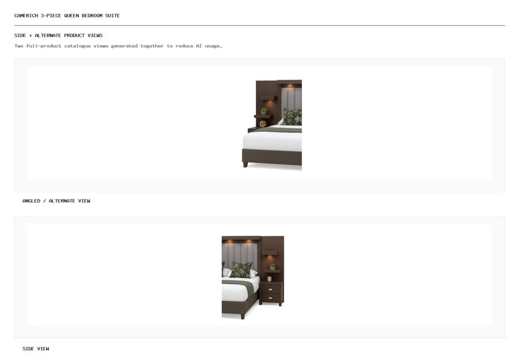 Camerich 3-Piece Queen Bedroom Suite angled alternate and side product views