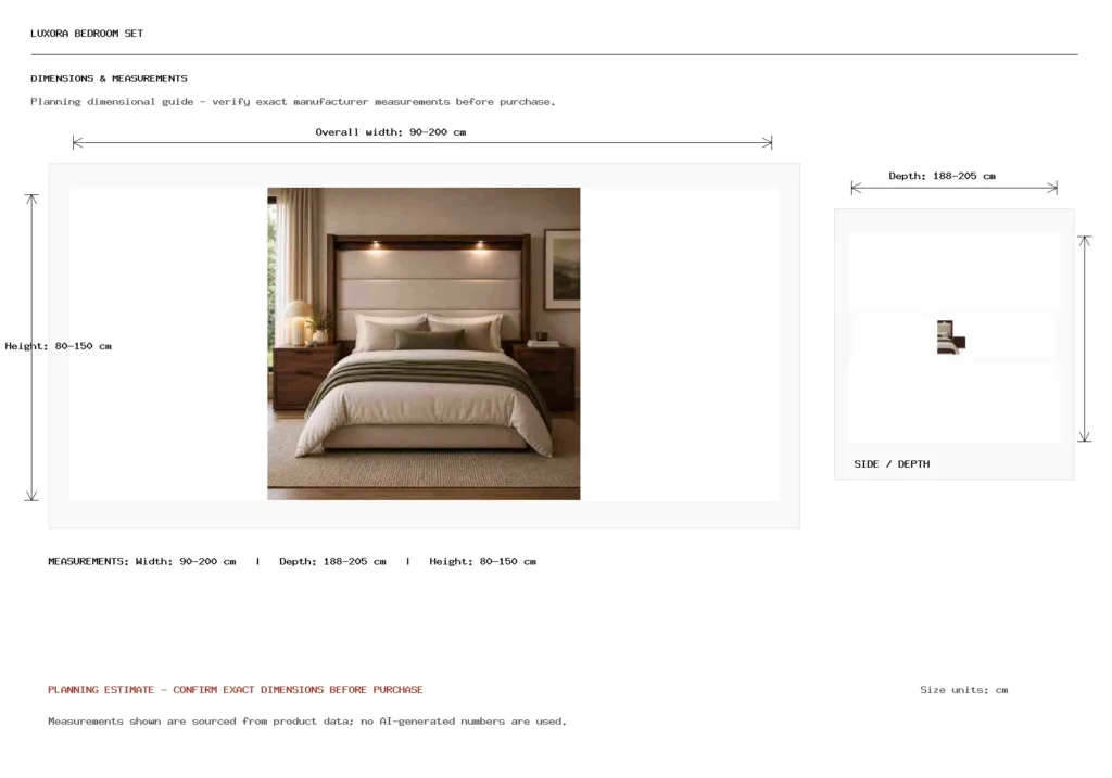 Luxora Bedroom Set Dimension