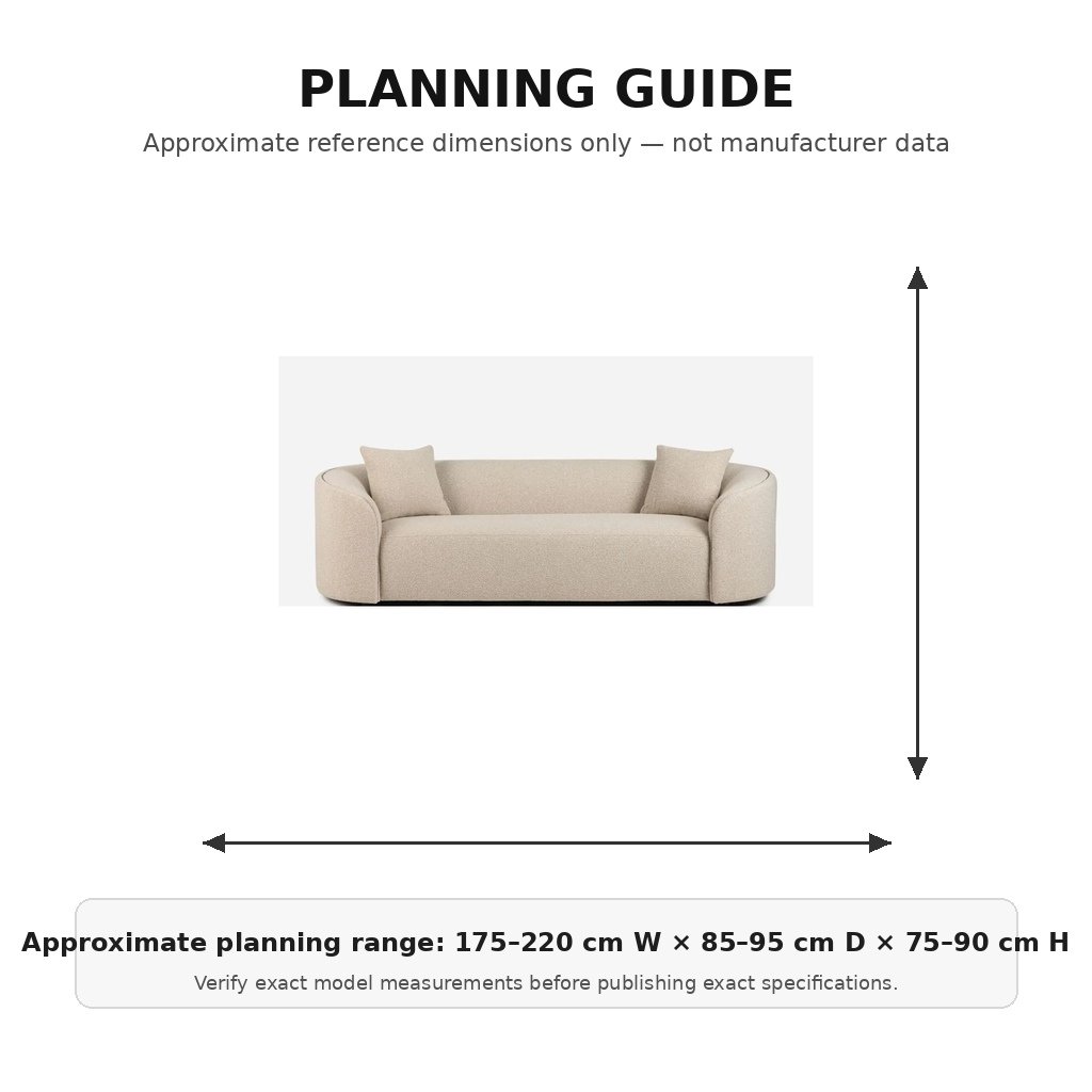 Asante 3 Seater Couch Cloud Natural Dimension