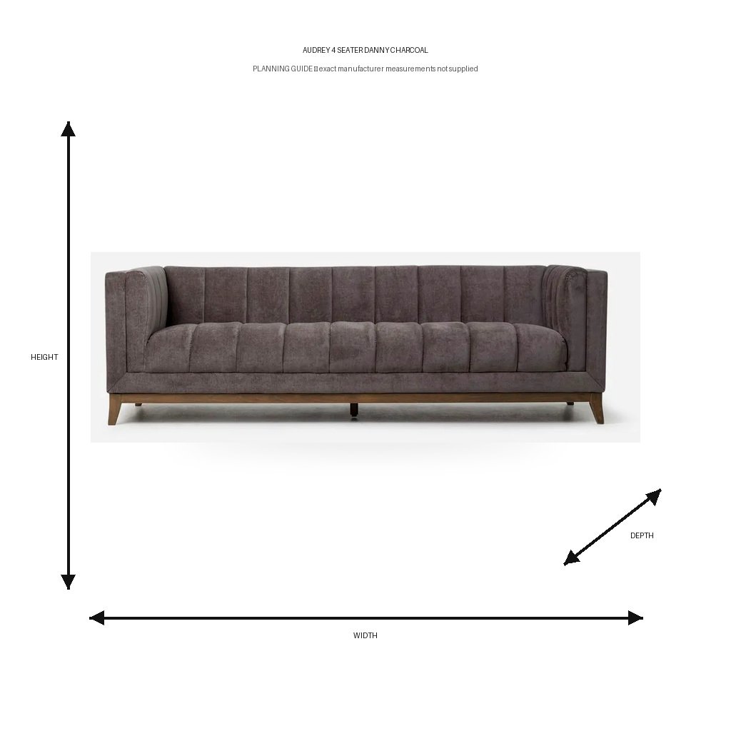 Audrey 4 Seater Danny Charcoal Dimension