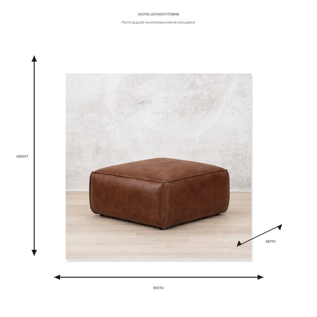 Austin Leather Ottoman Dimension