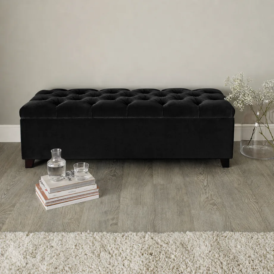 Buttoned Top Storage Ottoman