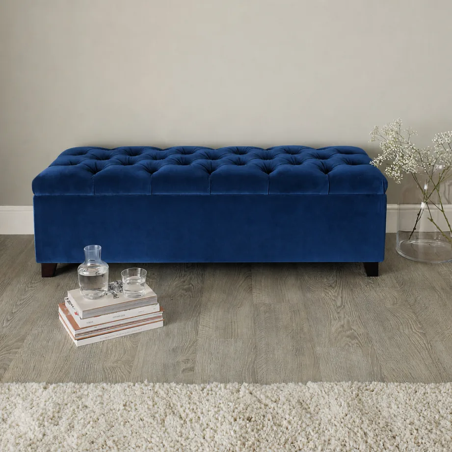 Buttoned Top Storage Ottoman